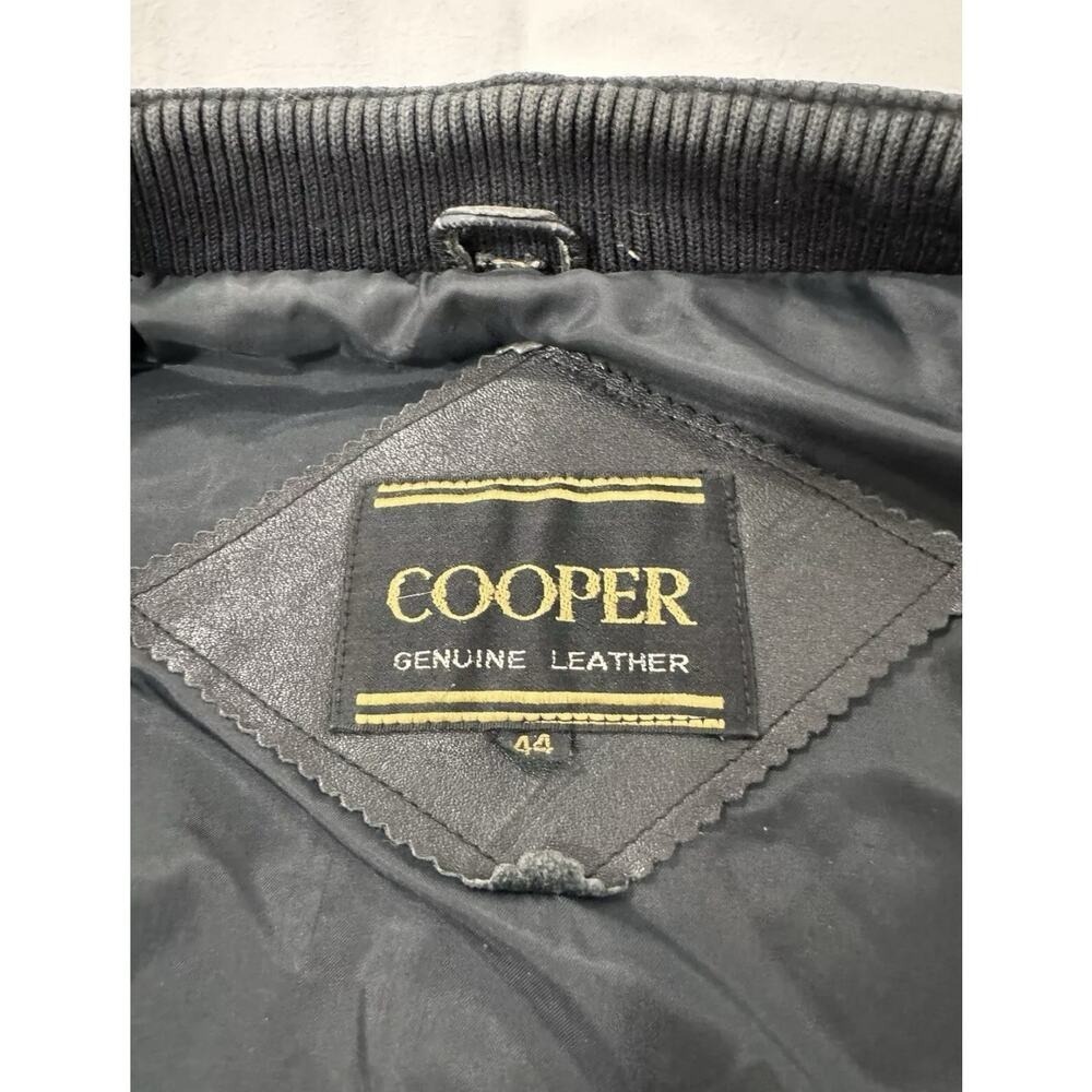 Cooper Collection Bomber Cafe Racer Biker Leather Black Jacket Size Men's 44 - Picture 10 of 16